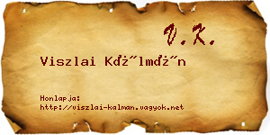 Viszlai Kálmán névjegykártya